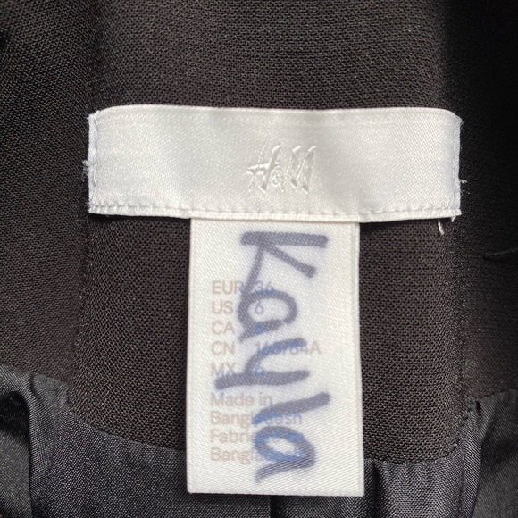 H&M black blazer/ suit jacket, padded shoulders single button - Picture 5 of 7